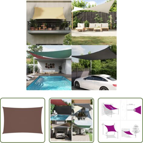 Toldo rectangular - Toldo de vela rectangular tela Oxford marrón 3x5 m