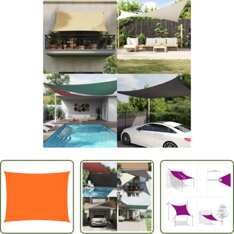 Toldo rectangular -  Toldo de vela rectangular tela Oxford naranja 2x3,5 m