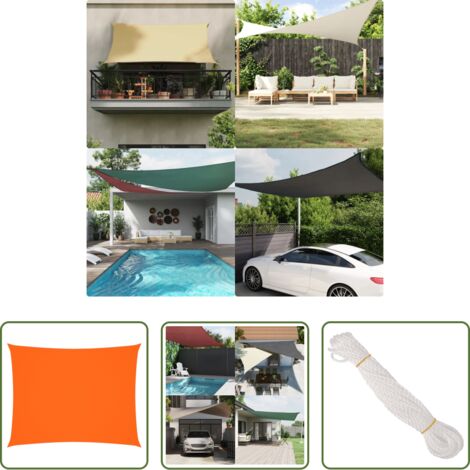 Toldo rectangular -  Toldo de vela rectangular tela Oxford naranja 3,5x4,5 m