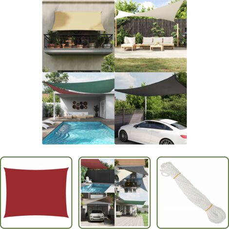 Toldo rectangular -  Toldo de vela rectangular tela Oxford rojo 3,5x4,5 m