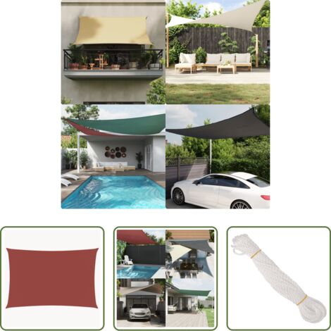 Toldo rectangular - Toldo de vela rectangular tela Oxford terracota 2x5 m