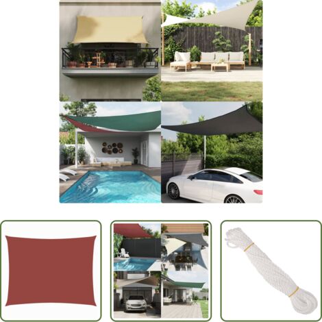 Toldo rectangular -  Toldo de vela rectangular tela Oxford terracota 5x6 m