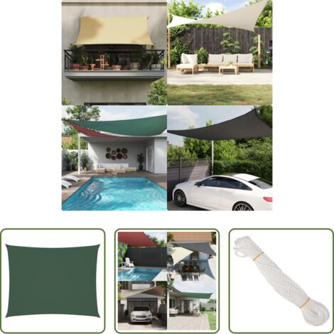 Toldo rectangular -  Toldo de vela rectangular tela Oxford verde oscuro 2,5x4 m
