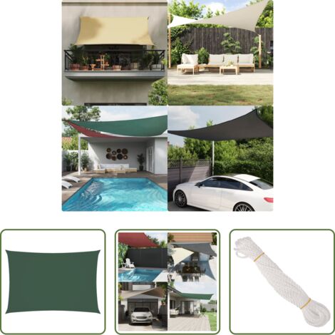 Toldo rectangular -  Toldo de vela rectangular tela Oxford verde oscuro 2,5x4,5 m
