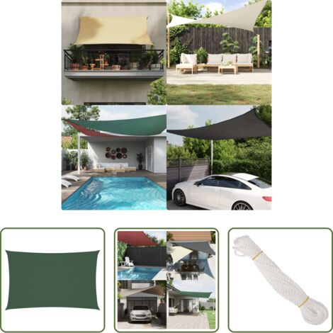 Toldo rectangular - Toldo de vela rectangular tela Oxford verde oscuro 2x5 m