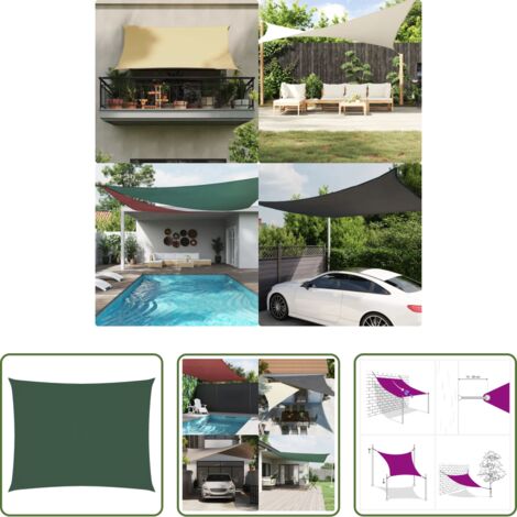 Toldo rectangular -  Toldo de vela rectangular tela Oxford verde oscuro 5x6 m
