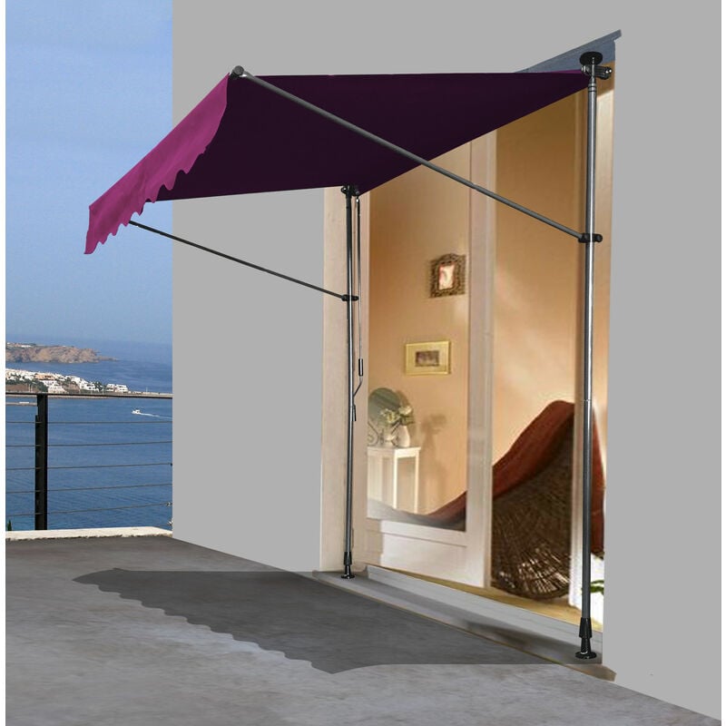 

Toldo retráctil 200 x 130 cm Tienda manual Ventana Terraza Jardín exterior Tienda Balcón burdeos