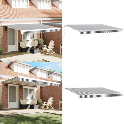 Toldo retráctil aluminio y tela gris antracita y blanco 4x3 m - Toldo de jardín - Toldo para terraza
