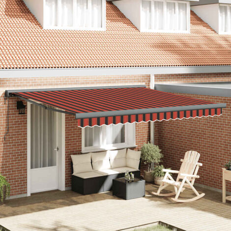 Toldo retráctil aluminio y tela naranja y marrón 4x3 m