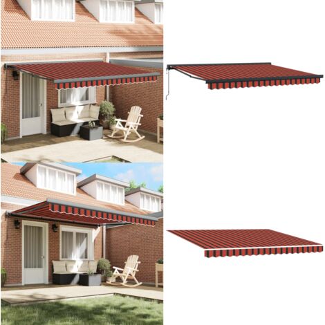 Toldo retráctil aluminio y tela naranja y marrón 4x3 m - Toldo aluminio - Toldo para terraza
