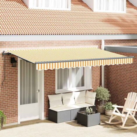 Toldo Retráctil Amarillo y 350 x 200 cm Poliéster y Aluminio