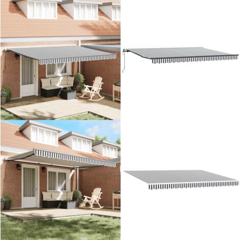 Toldo retráctil automático antracita y blanco 450x300 cm - Toldo para patios - Toldo para terrazas