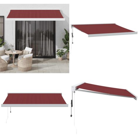 Toldo retráctil automático burdeos 350x250 cm - Toldo de patio - Toldo de terraza