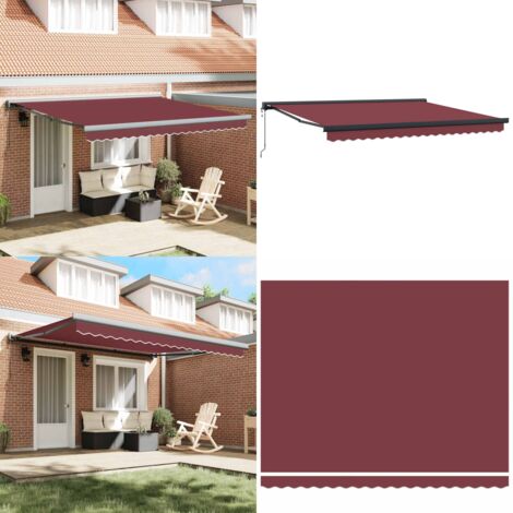 Toldo retráctil automático burdeos 400x300 cm - Toldo de patio - Toldo para terraza