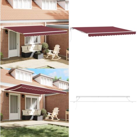 Toldo retráctil automático burdeos 400x300 cm - Toldo de pie - Toldo UV