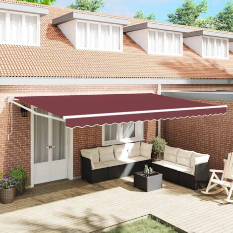 Toldo retráctil automático burdeos 500x300 cm