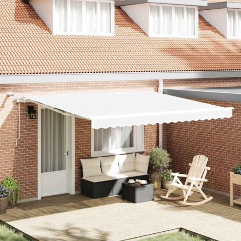 Toldo Retráctil Automático  con LED Blanco 400x300 cm vidaXL
