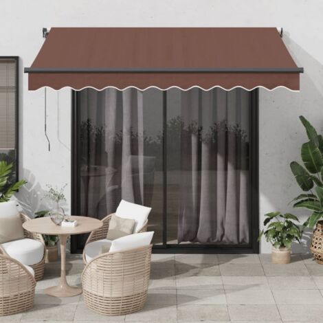 Toldo retráctil automático con LEDs marrón 350x250 cm