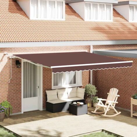 Toldo retráctil automático con luces LED marrón 400x300 cm