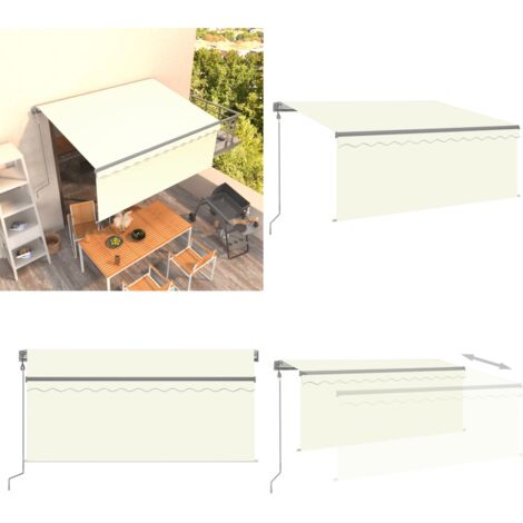Toldo retráctil automático con persiana crema 3,5x2,5m - Toldo exterior - Persiana crema