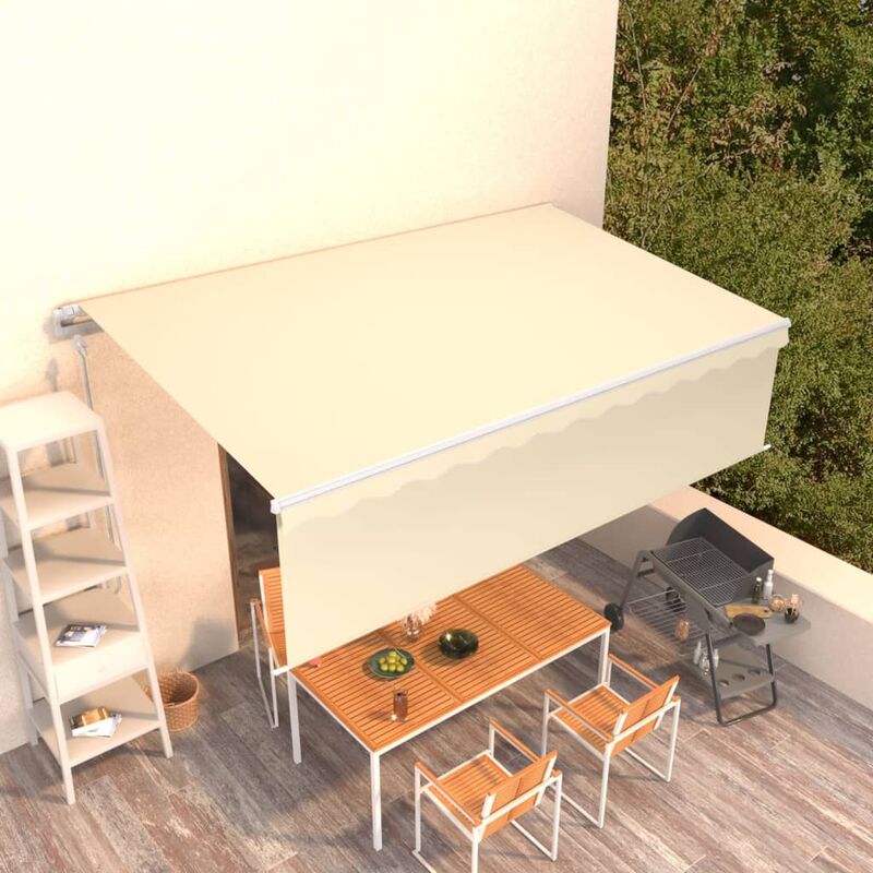 

Toldo retráctil automático con persiana crema 5x3 cm