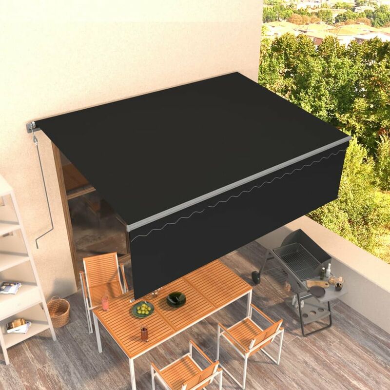 

Toldo retractil automatico con persiana gris antracita 4,5x3 m