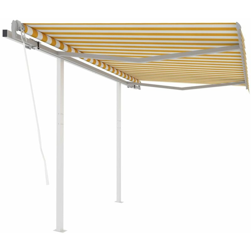 

Toldo retractil automatico con postes amarillo y blanco 3x2,5 m