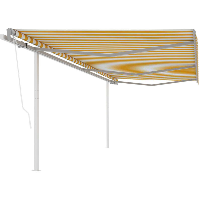 

Toldo retráctil automático con postes amarillo y blanco 6x3 m