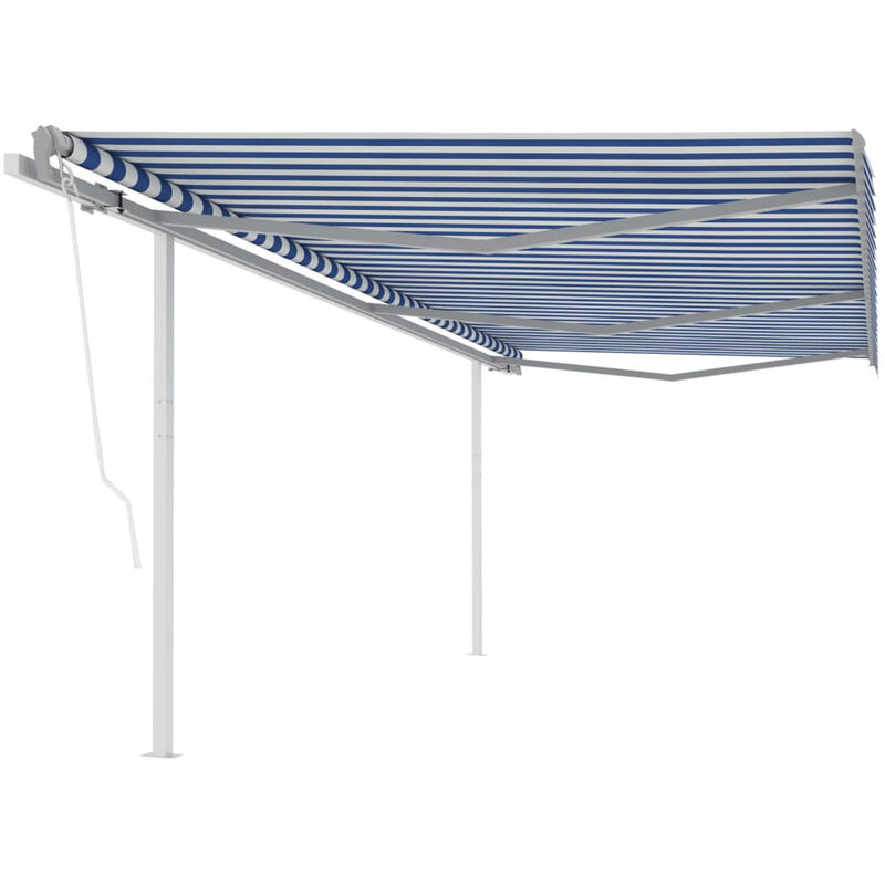 

Asupermall - Toldo retractil automatico con postes azul y blanco 6x3 m