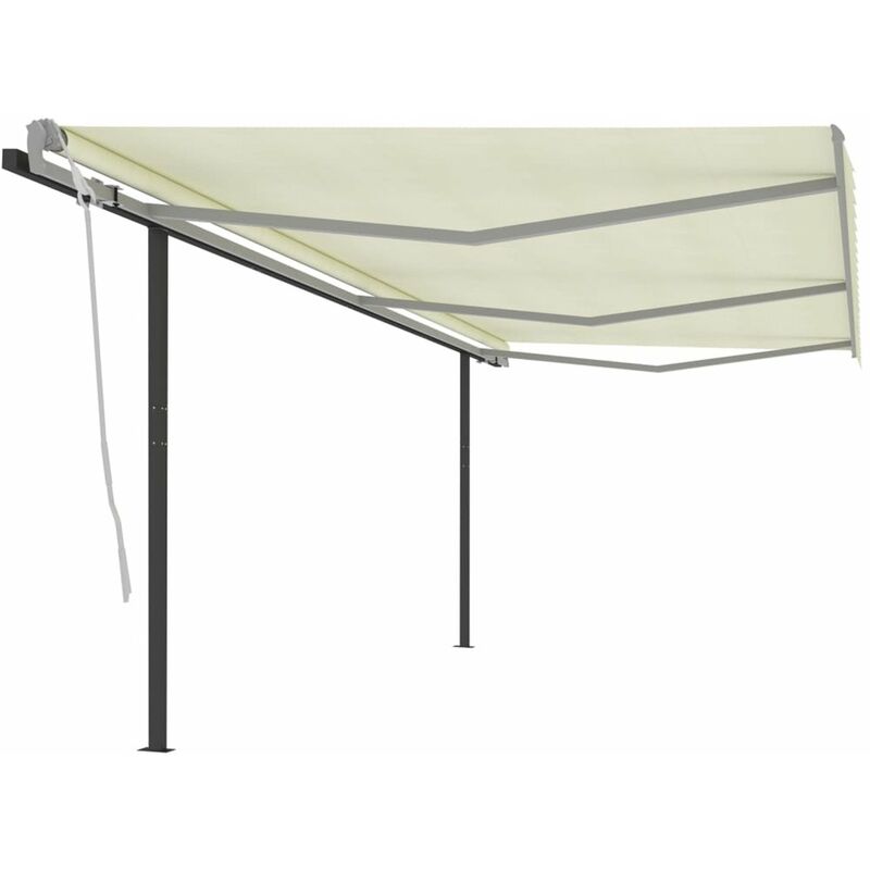 

Toldo retractil automatico con postes color crema 6x3,5 m
