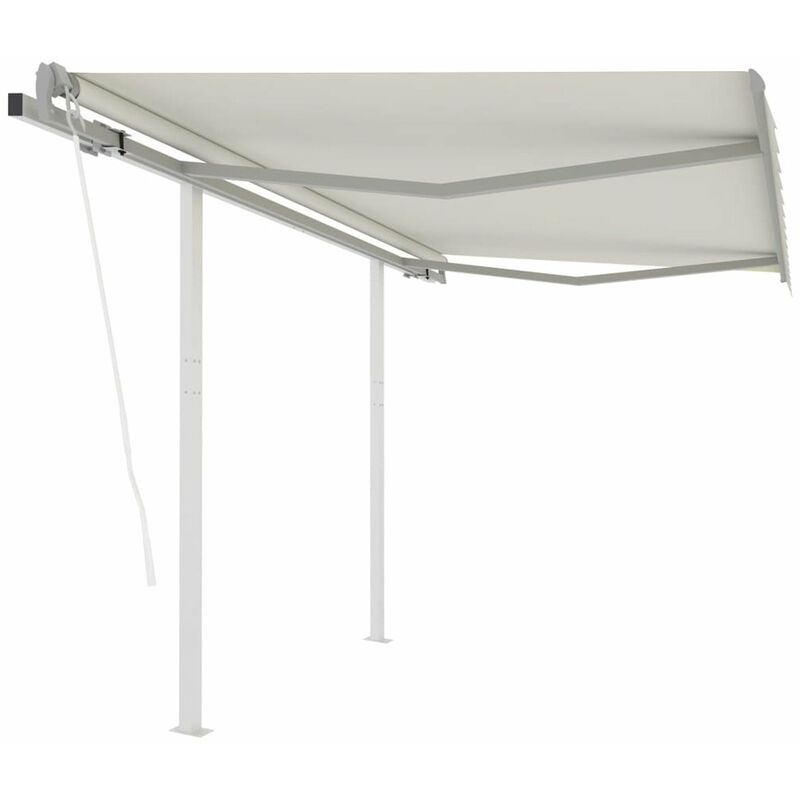 

Toldo retractil automatico con postes crema 3,5x2,5 m