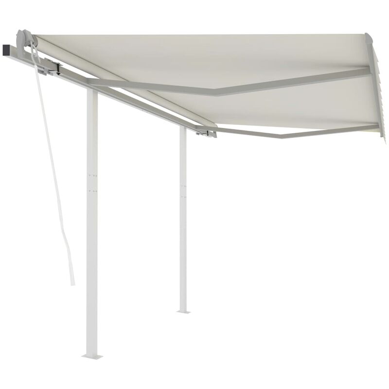 

Toldo retráctil automático con postes crema 3x2,5 m