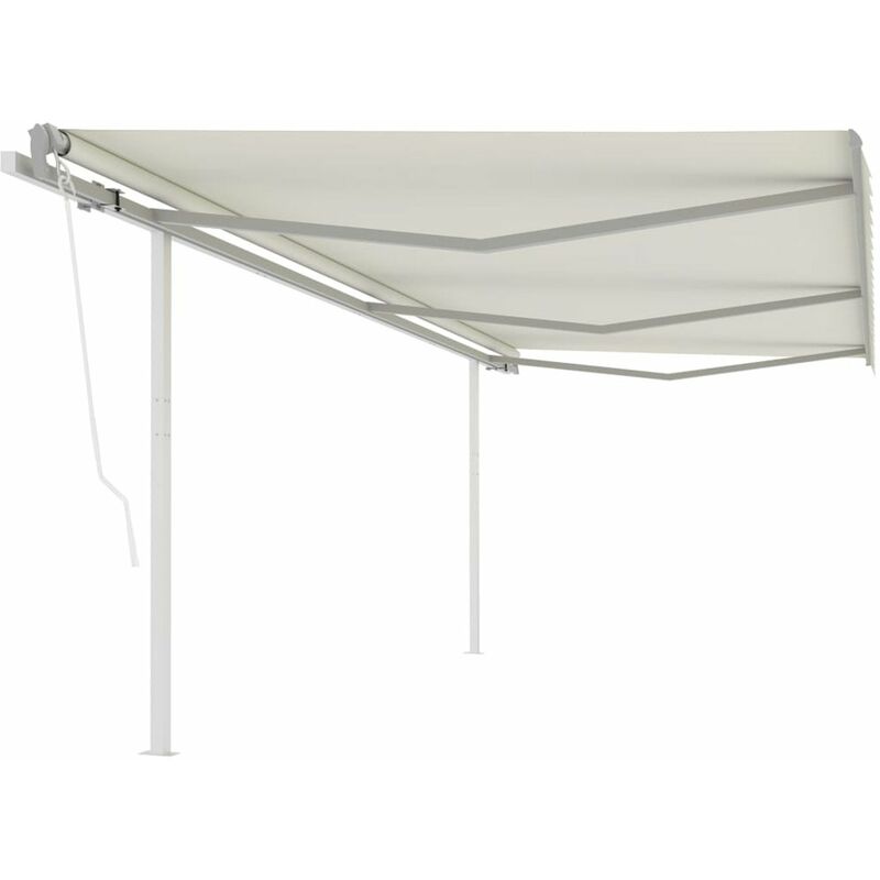 

Toldo retractil automatico con postes crema 6x3 m