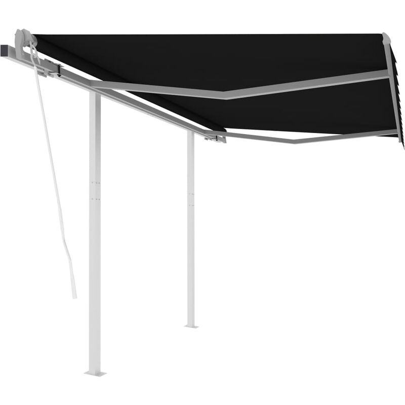 

Toldo retráctil automático con postes gris antracita 3,5x2,5 m