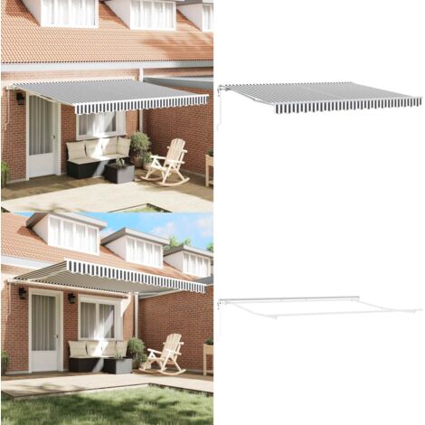 Toldo retráctil automático gris antracita y blanco 400x300 cm - Toldo para patios - Toldo para terrazas