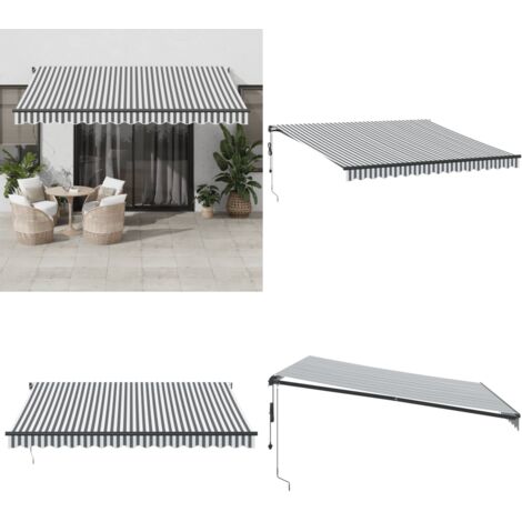 Toldo retráctil automático gris antracita y blanco 400x350 cm - Toldo de patio - Toldo para terraza