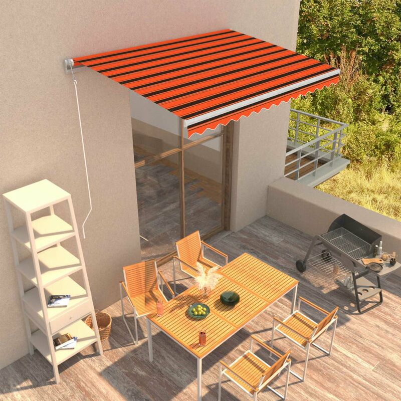 

Toldo retractil automatico naranja y marron 350x250 cm
