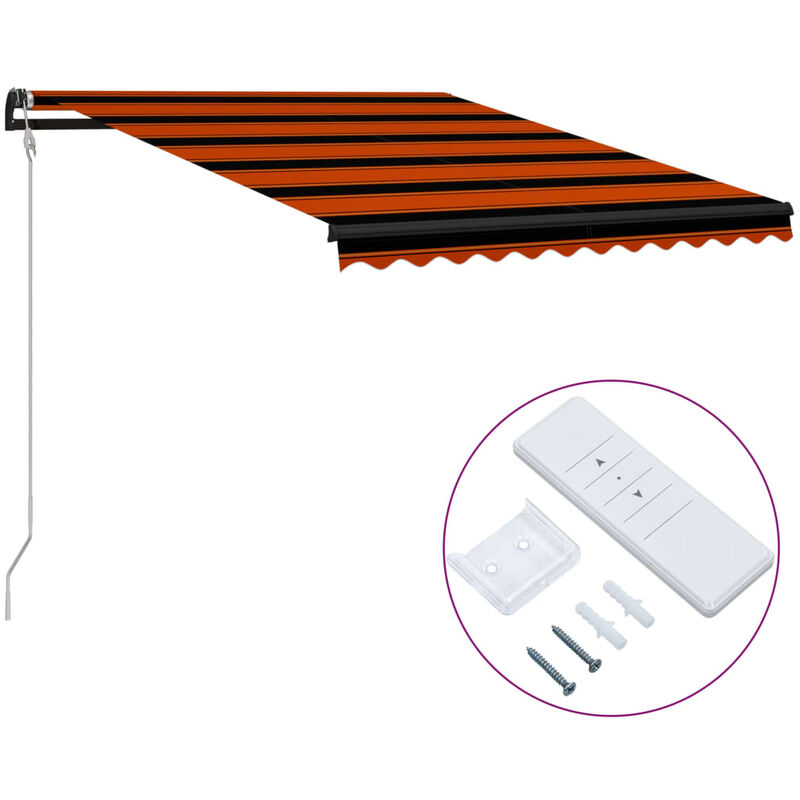 

Toldo retráctil automático naranja y marrón 350x250 cm