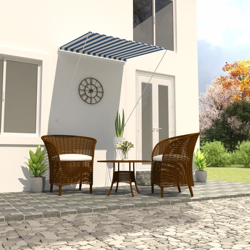

Toldo retráctil azul y blanco 100x150 cm