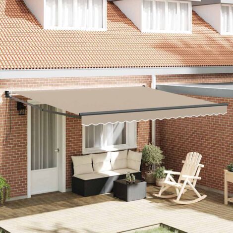 Toldo Retráctil Beige 400 x 300 cm Poliéster