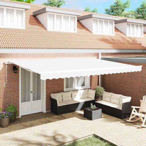 Toldo retráctil Blanco 500 x 350 cm Poliéster y Aluminio vidaXL