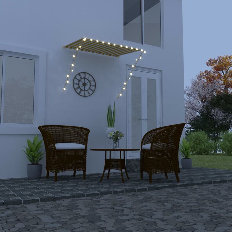 

Toldo retráctil con LED amarillo y blanco 150x150 cm