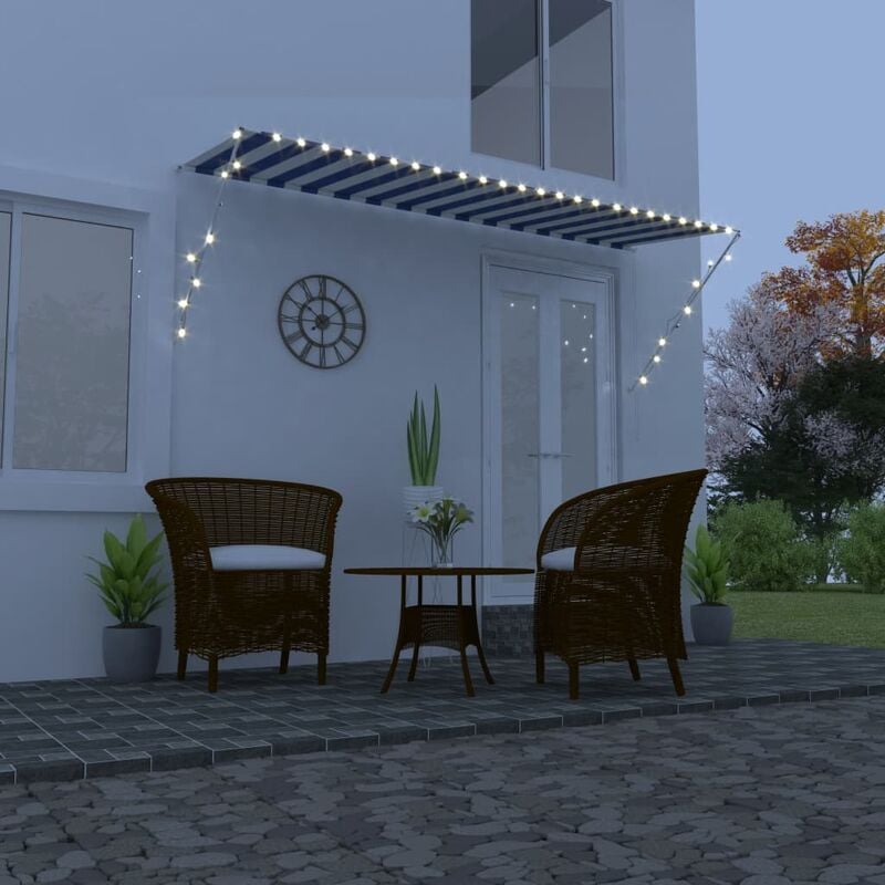 

Toldo retráctil con LED azul y blanco 350x150 cm