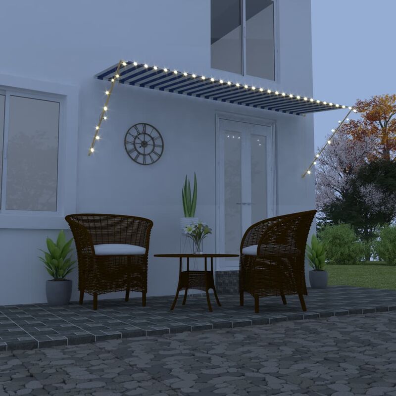 

Toldo retráctil con LED azul y blanco 400x150 cm