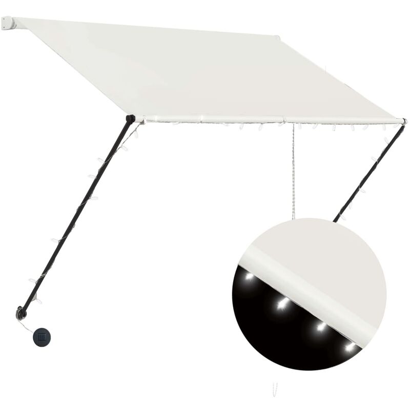 

Toldo retractil con LED color crema 150x150 cm