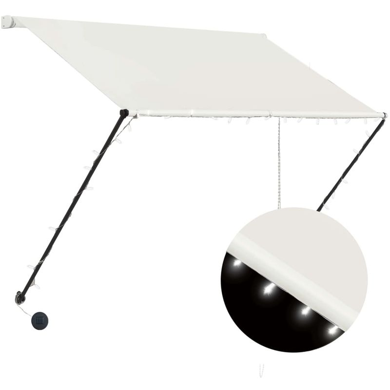 

Toldo retractil con LED color crema 200x150 cm