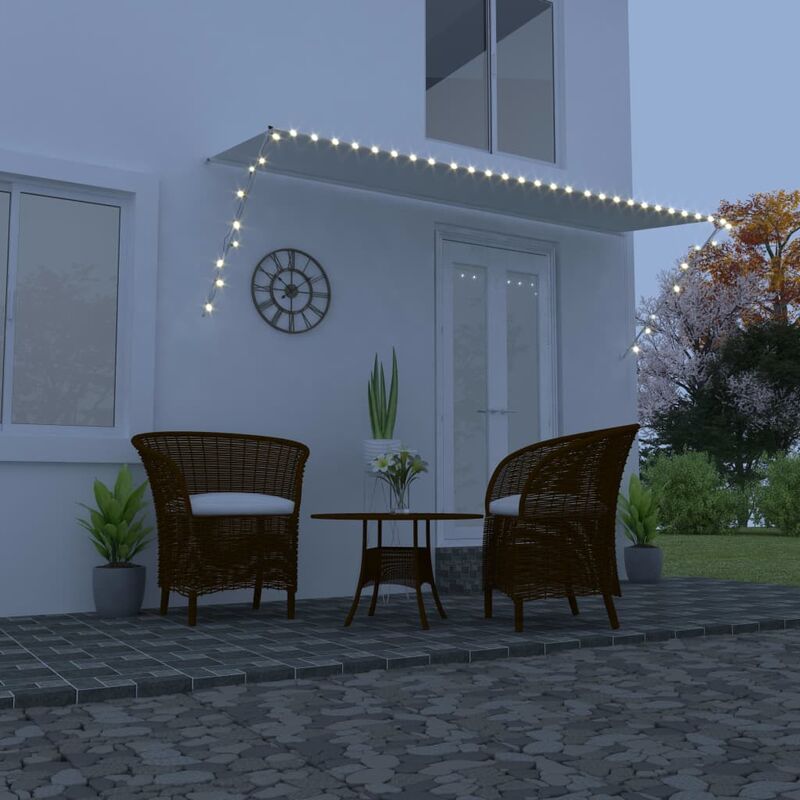 

Toldo retráctil con LED color crema 400x150 cm