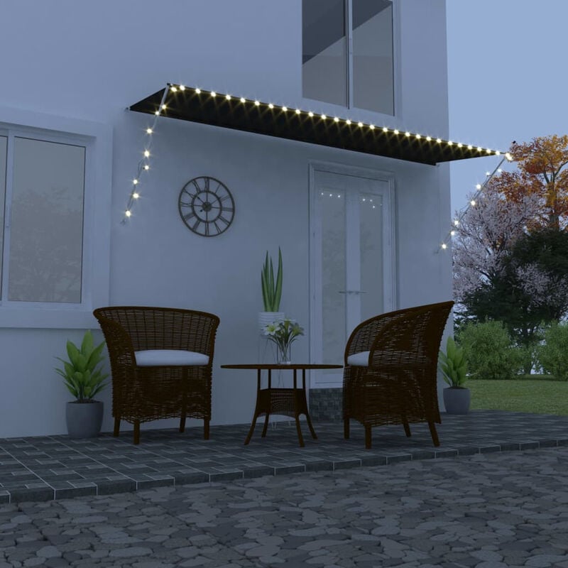 

Toldo retractil con LED gris antracita 400x150 cm