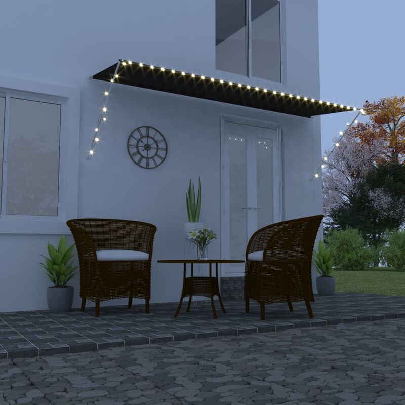 

Toldo retráctil con LED gris antracita 400x150 cm