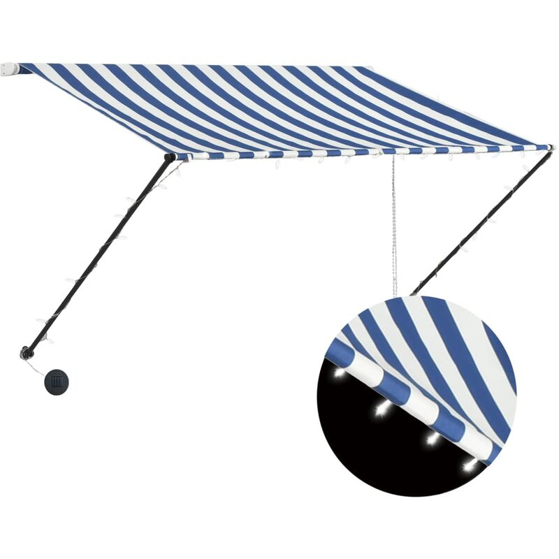 

Toldo Retráctil con LED Azul y Blanco 250x150 cm - Azul - Vidaxl